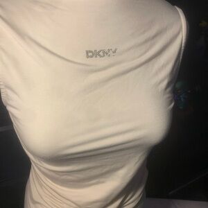 DKNY Jeans Vintage Y2K Mock Neck | Rhinestone Logo Baddie Top
